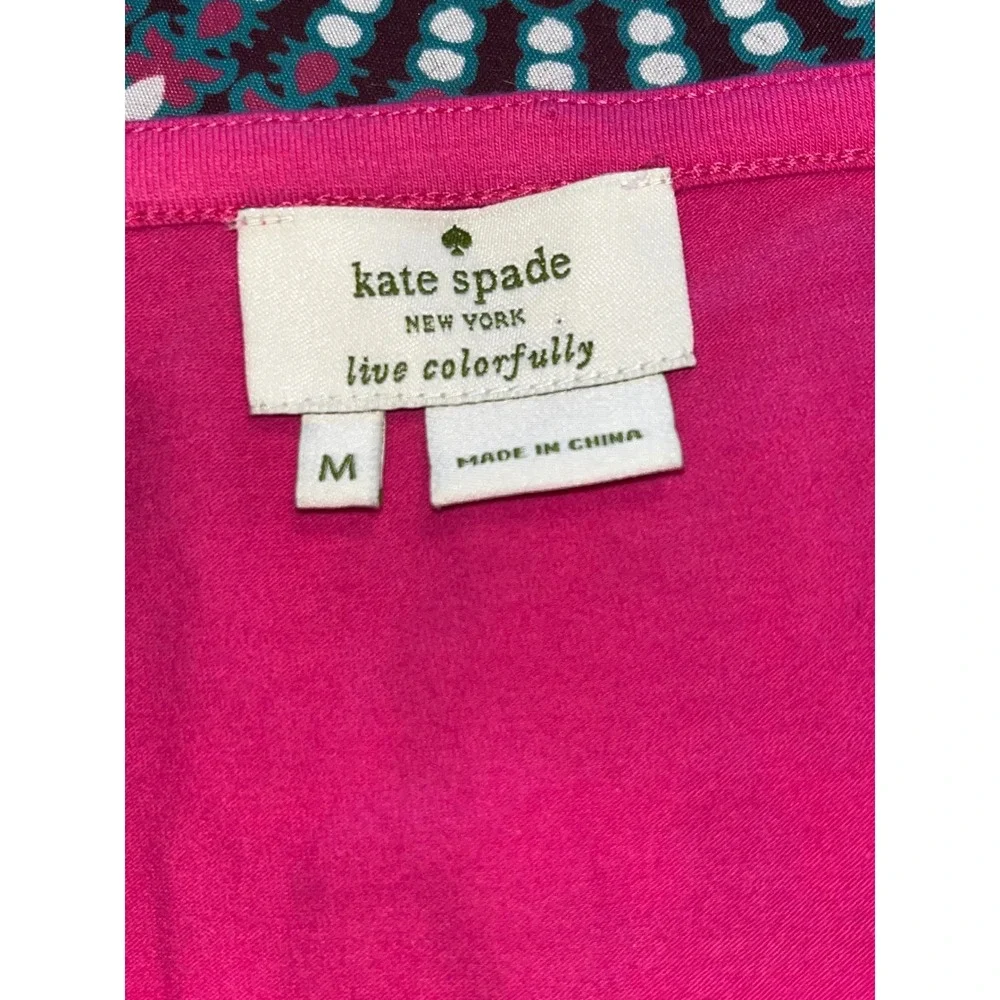 Kate Spade New York‎ Pink Bow Neck Sleeveless Top Fuchsia Cotton Blend Size M